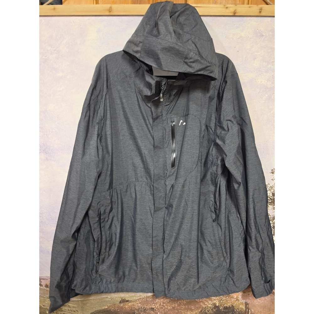 Paradox Jacket Mens 2XL Gray Nylon Hooded Rain Full Zip Lightweight Outdoor